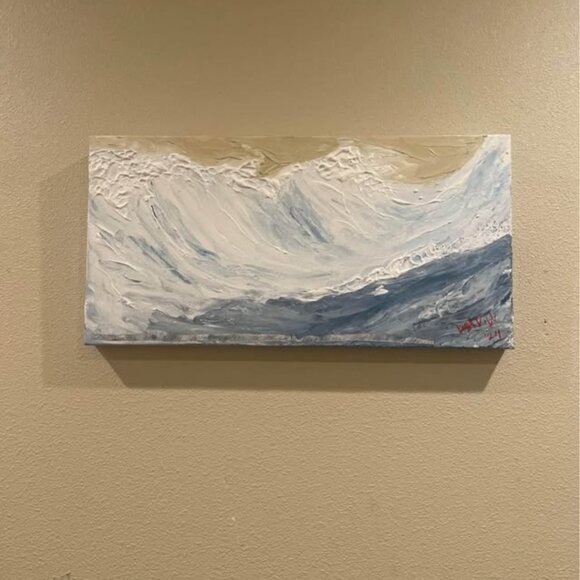 Original Impasto/Mixed Media Painting "Water is Peace" 24 X 12 by Lisa Dill